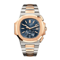 Patek Philippe Nautilus Chronographe 5980/1AR-001 40,5 mm Cadran bleu Or rose Demi-monture