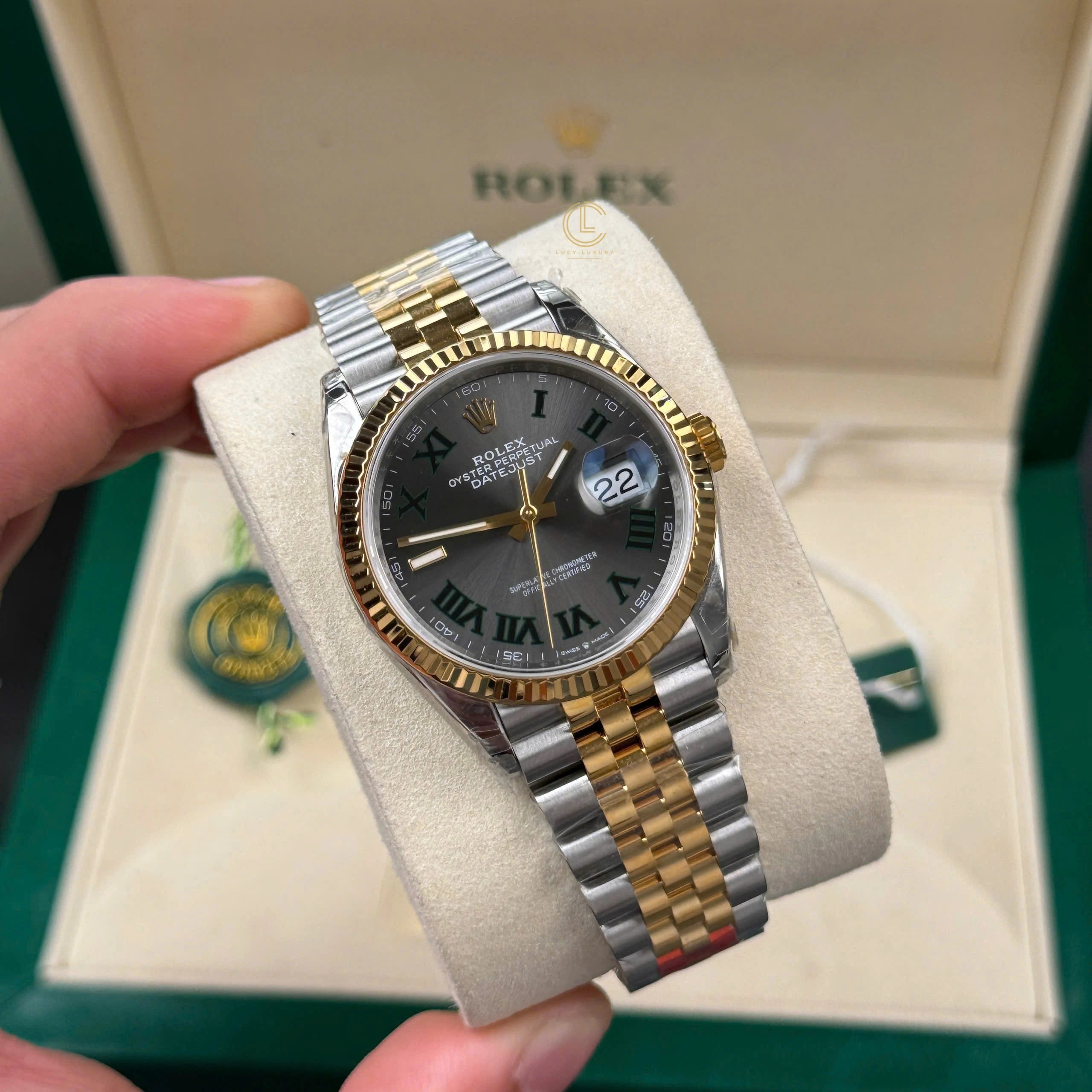 Rolex Datejust M126233-0035 36 mm Wimbledon Demi Or Jaune
